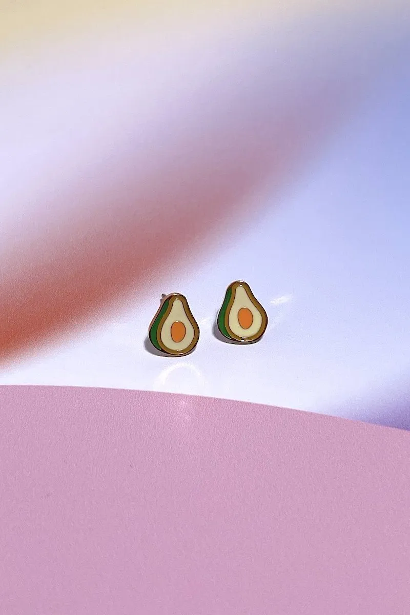 Avocado Enamel Charm Stud Earrings sold by Mulberry and Grand product image thumbnail 3