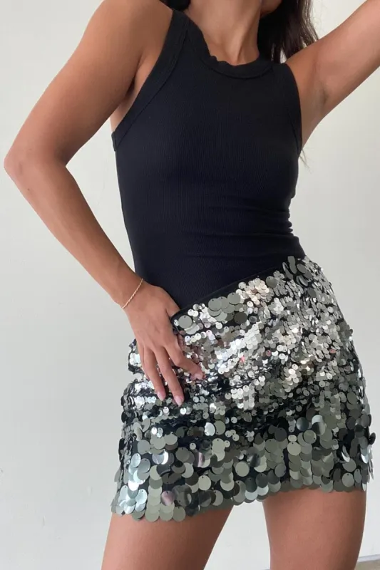 Hannah Sequin Mini Skirt sold by Mulberry and Grand