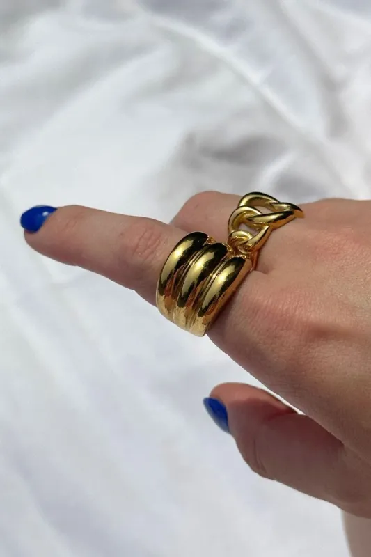 Brioche Baguette Chunky Stacking Ring sold by Mulberry and Grand