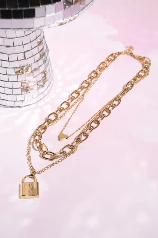 Layered Lockbox Chainlink Necklace sold by Mulberry and Grand