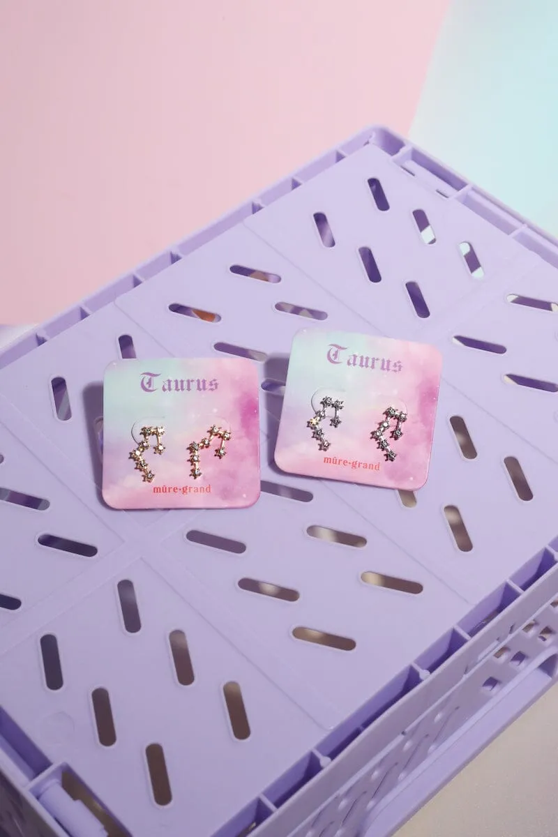 Taurus Crystal Zodiac Stud Earrings sold by Mulberry and Grand