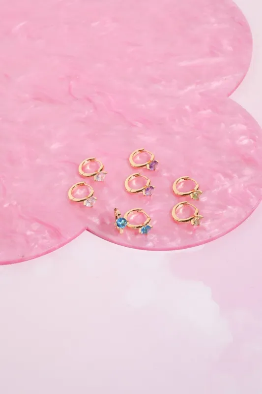 Lulu Crystal Sterling Silver Huggie Earrings sold by Mulberry and Grand