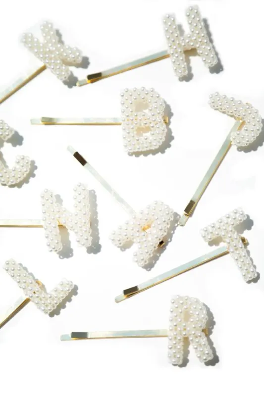 Pearl Initial Bobby Pin sold by Mulberry and Grand