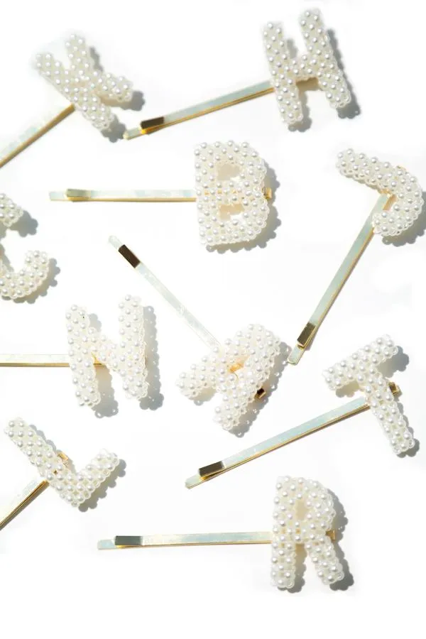 Pearl Initial Bobby Pin sold by Mulberry and Grand