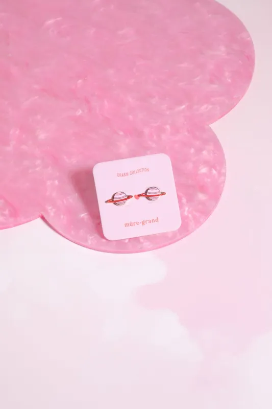 Saturn Enamel Charm Stud Earrings sold by Mulberry and Grand