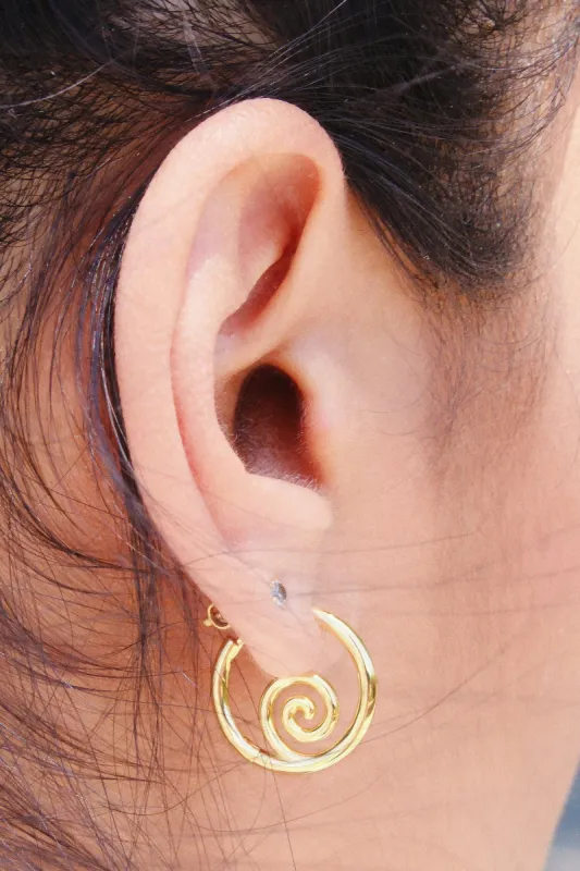 Swirl Sterling Silver Hoop Earrings sold by Mulberry and Grand