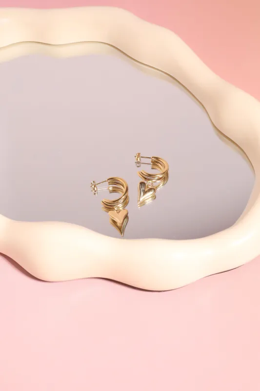 Bauble Heart Layered Hoop Earrings sold by Mulberry and Grand