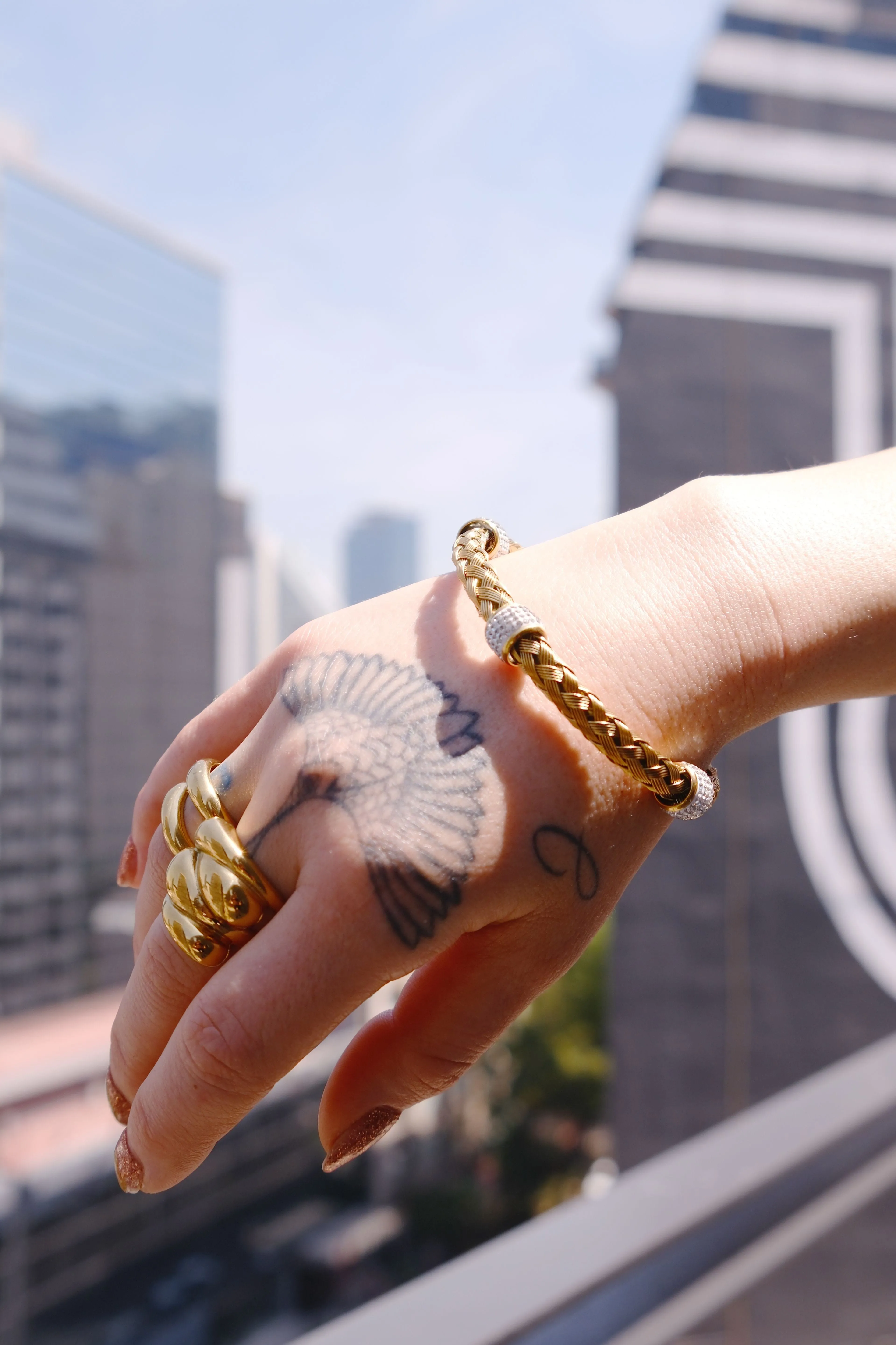 Braided Bangle Cuff Bracelet sold by Mulberry and Grand