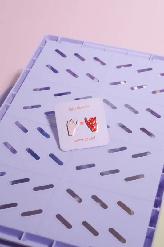 Pinky Promise Enamel Charm Stud Earrings sold by Mulberry and Grand