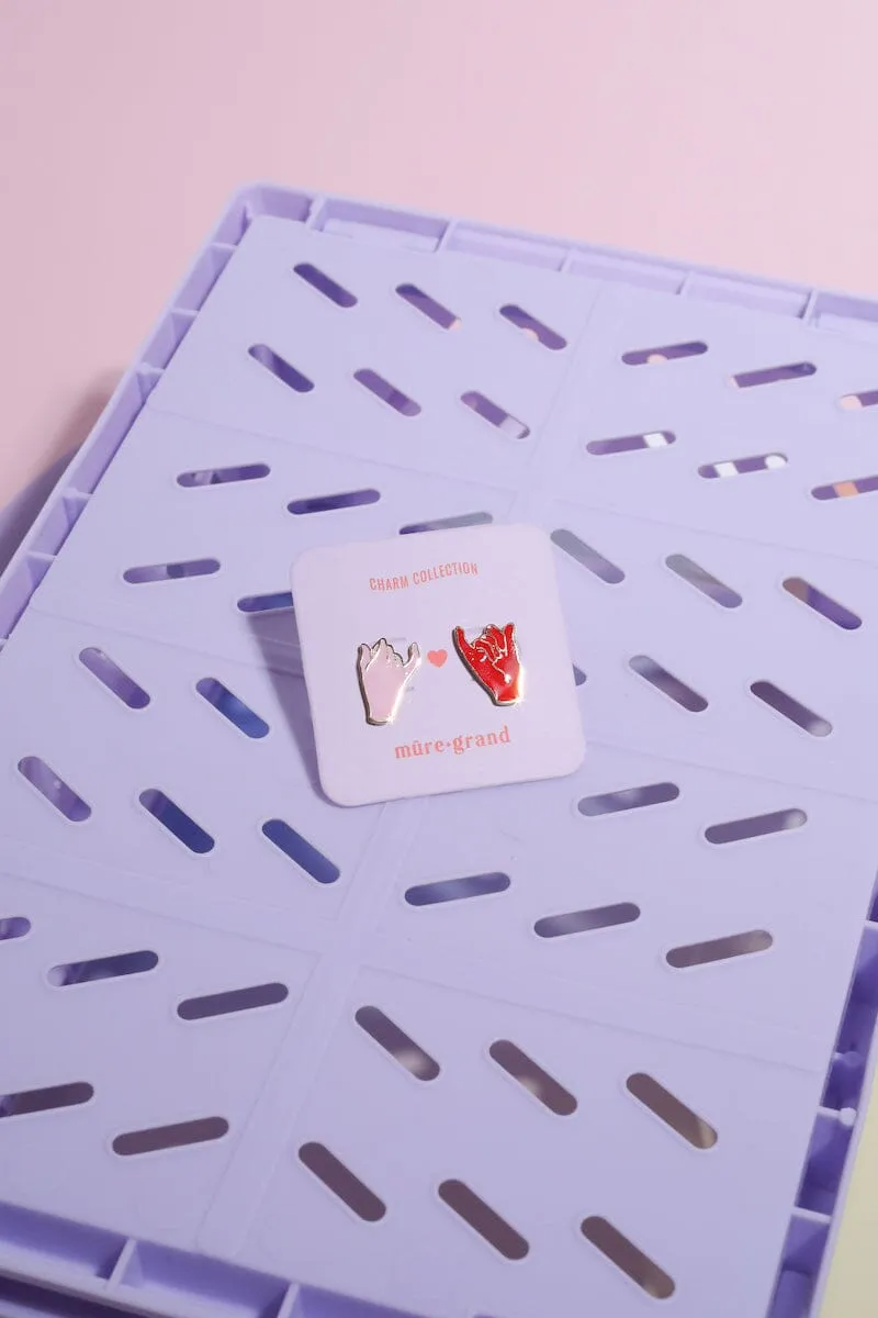 Pinky Promise Enamel Charm Stud Earrings sold by Mulberry and Grand