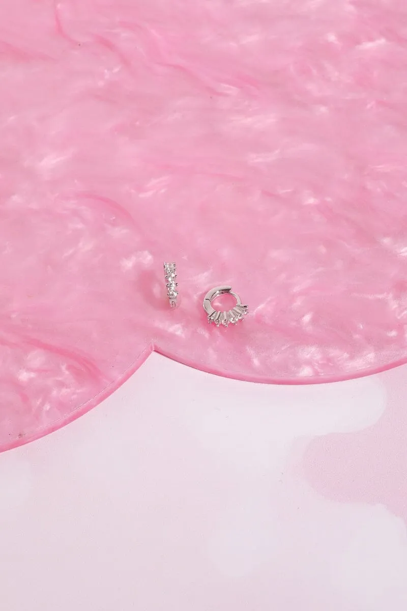 Cherie Crystal Sterling Silver Hoop Huggies sold by Mulberry and Grand product image thumbnail 3