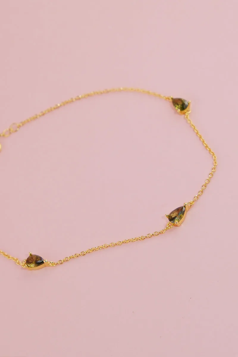 Crystal Trio Sterling Silver Anklet sold by Mulberry and Grand