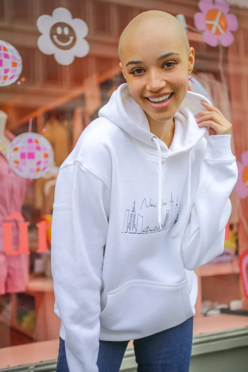 New York Skyline Embroidered Hoodie sold by Mulberry and Grand