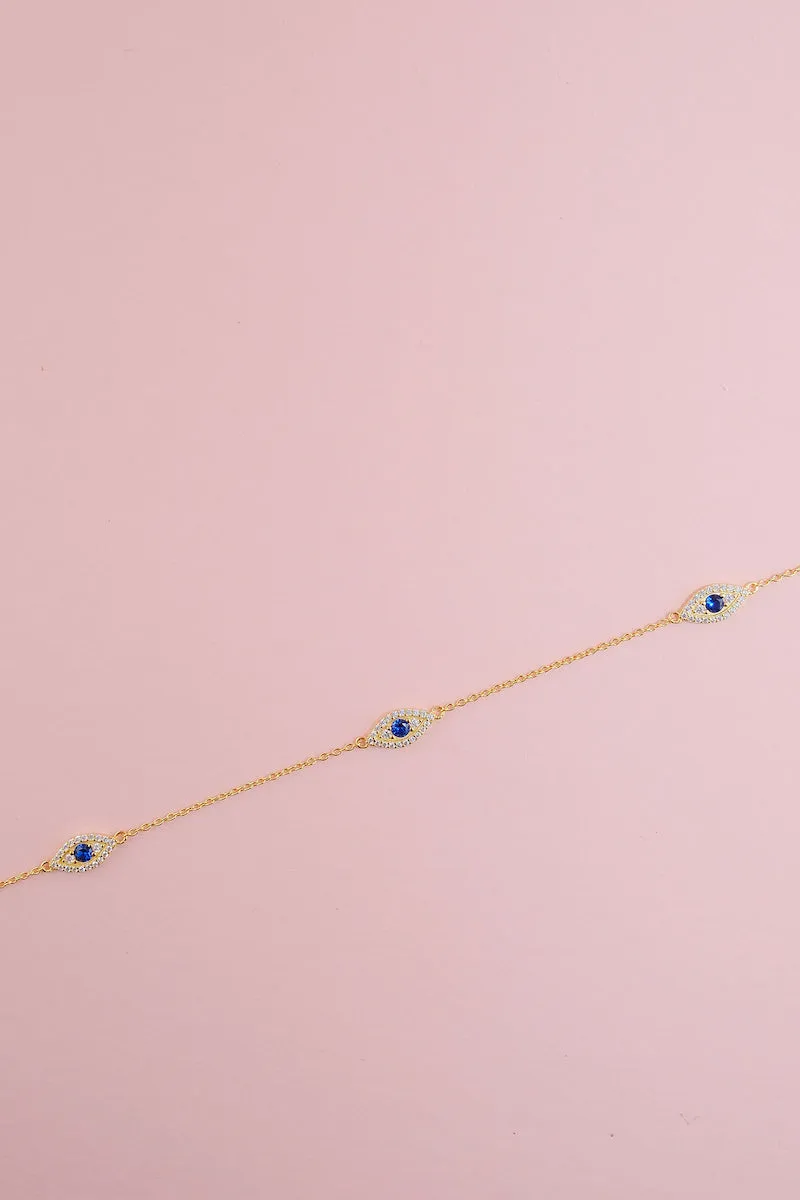 Evil Eye Sterling Silver Anklet sold by Mulberry and Grand product image thumbnail 2