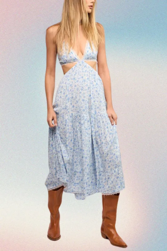 Taffy Floral Cut Out Maxi Dress sold by Mulberry and Grand