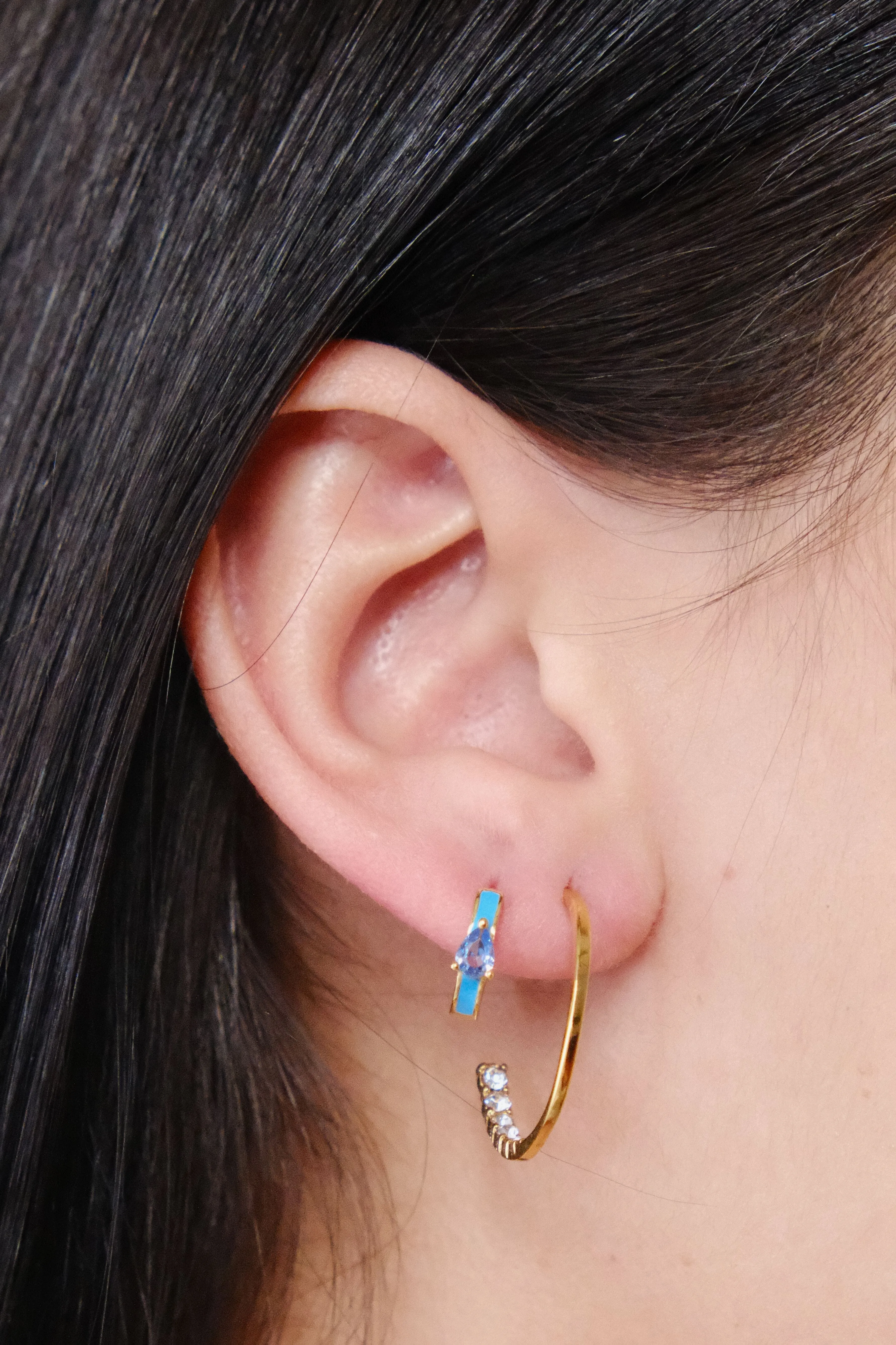 Sadie Enamel Sterling Silver Huggie Earrings sold by Mulberry and Grand product image thumbnail 2