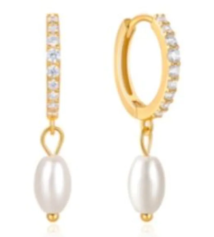 Pearl Drop Silver Charm Dangle Earrings sold by Mulberry and Grand