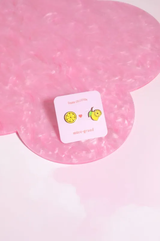 Amalfi Lemons Enamel Charm Stud Earrings sold by Mulberry and Grand