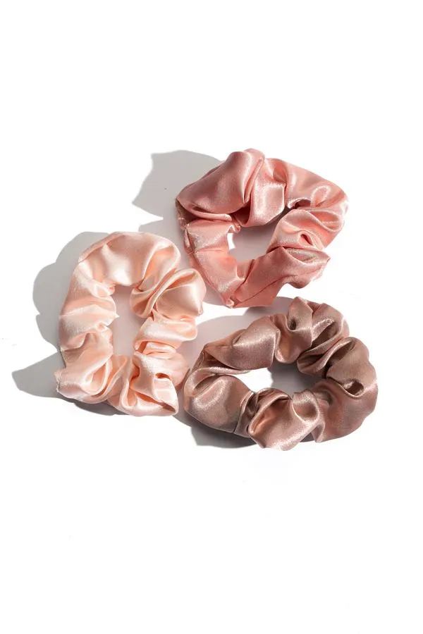 Blush Satin Scrunchies Set sold by Mulberry and Grand