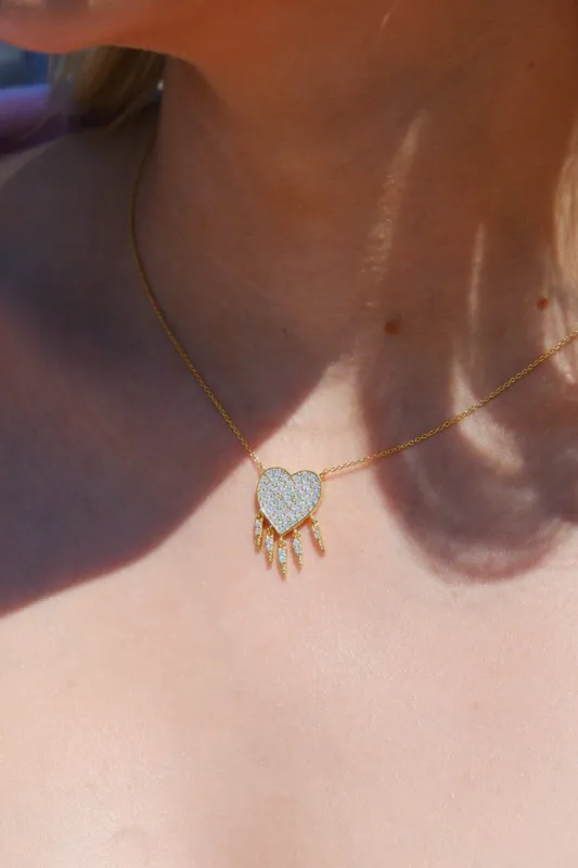 Fringe Heart Sterling Silver Necklace sold by Mulberry and Grand