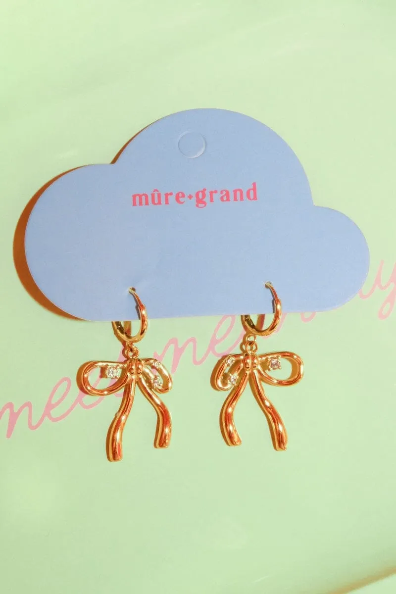 Lilou Bow Charm Dangle Earrings sold by Mulberry and Grand