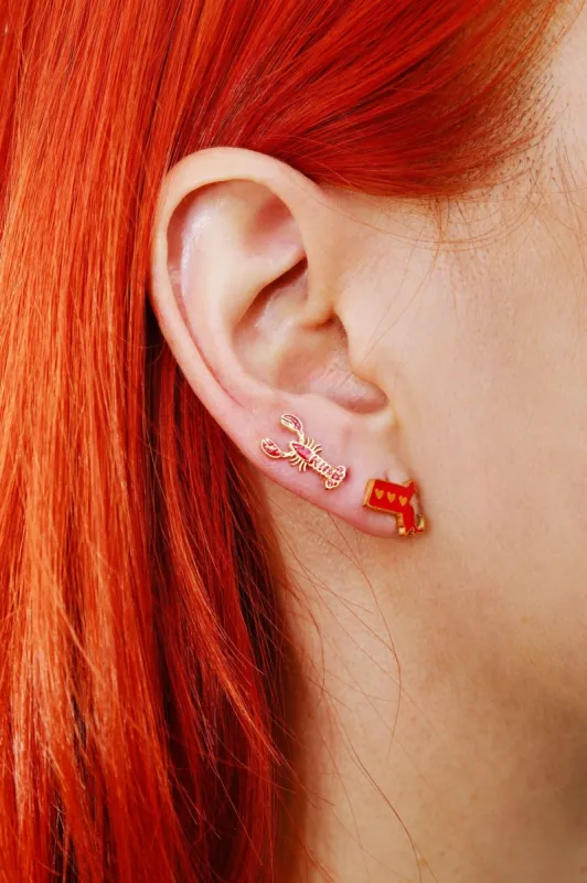Lobsta Enamel Charm Stud Earrings sold by Mulberry and Grand