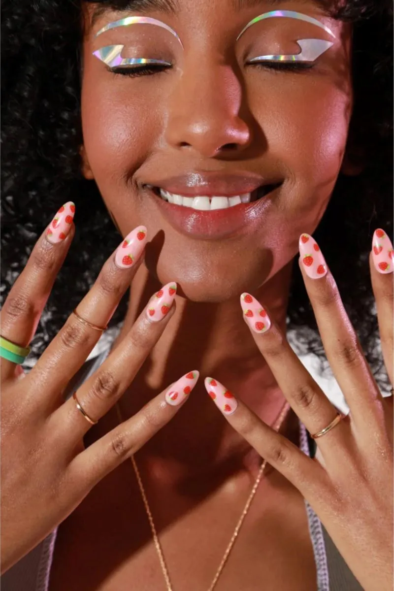 Paintlab Pink Strawberry Press on Nails sold by Mulberry and Grand