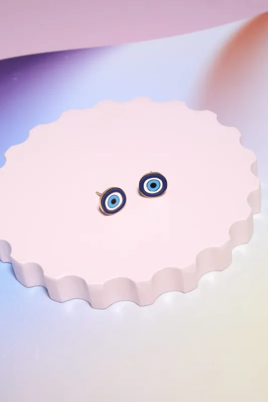 Evil Eye Enamel Charm Stud Earrings sold by Mulberry and Grand