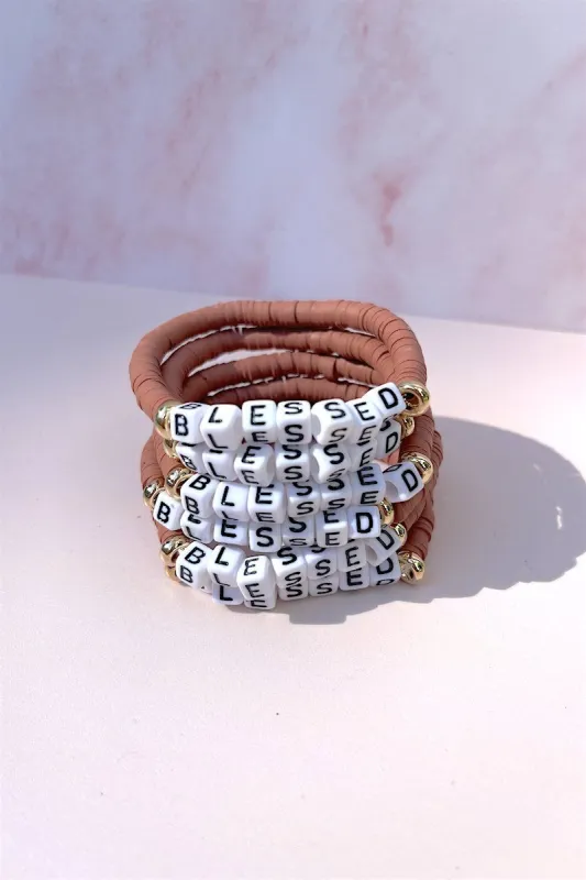 Blessed Inspirational Beaded Bracelet sold by Mulberry and Grand