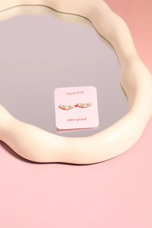 Pearl + Crystal Sterling Silver Stud Earrings sold by Mulberry and Grand