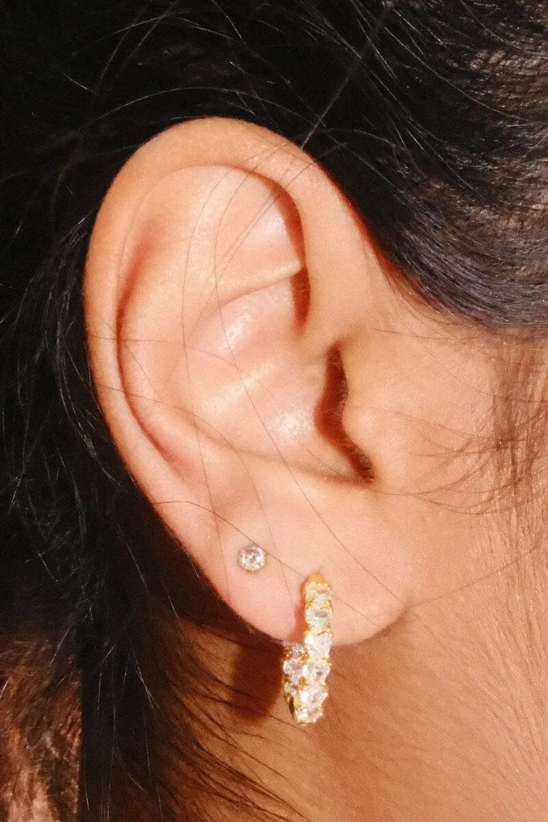 Diamond Heart Sterling Silver Hoop Earrings sold by Mulberry and Grand