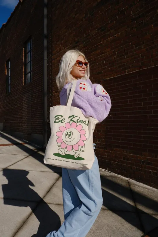Be Kind Canvas Tote Bag made by Mulberry and Grand