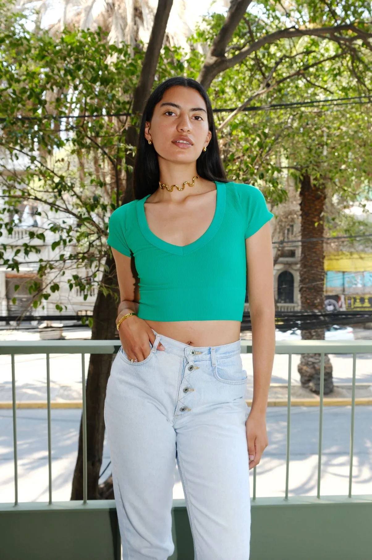 Jemma Seamless Cropped Tee sold by Mulberry and Grand