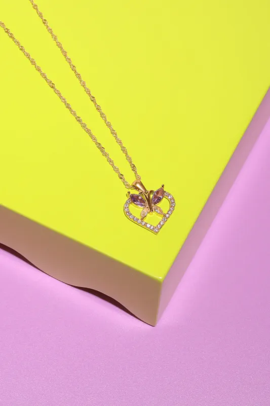 Butterfly Heart Pendant Necklace sold by Mulberry and Grand