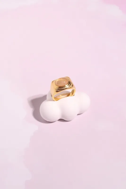 Pink Stone Rippled Stacking Ring sold by Mulberry and Grand