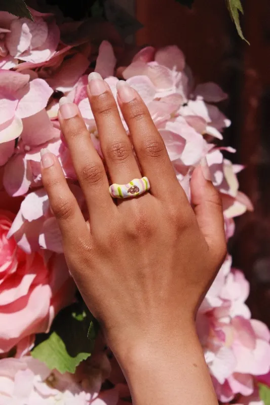Sophie Painted Enamel Stacking Ring sold by Mulberry and Grand
