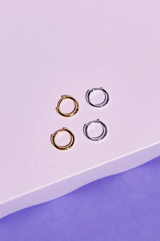 Sterling Silver Hoop Charm Huggie Earrings sold by Mulberry and Grand