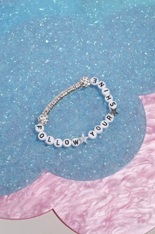 Follow Your Shine Inspirational Beaded Bracelet sold by Mulberry and Grand