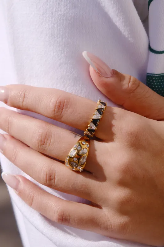 Heart Encrusted Baguette Stacking Ring sold by Mulberry and Grand