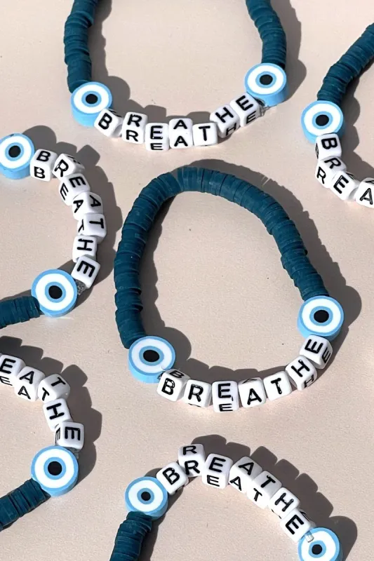 Breathe Inspirational Beaded Bracelet sold by Mulberry and Grand