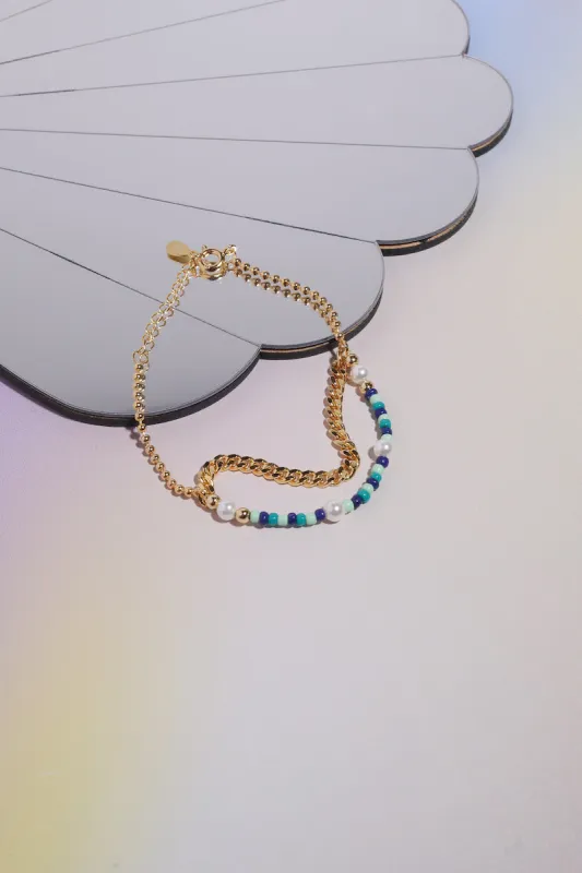 Beaded Chain Link Sterling Silver Bracelet sold by Mulberry and Grand
