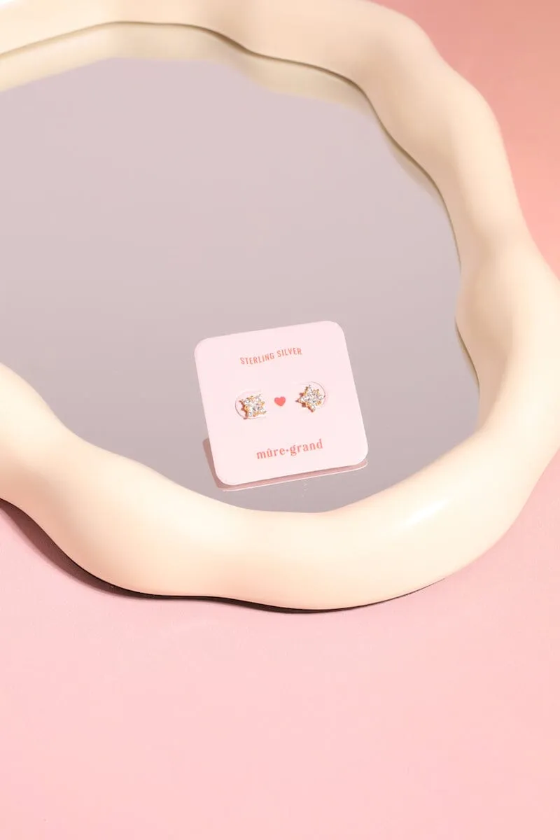 Square Crystal Cluster Sterling Silver Stud Earrings sold by Mulberry and Grand