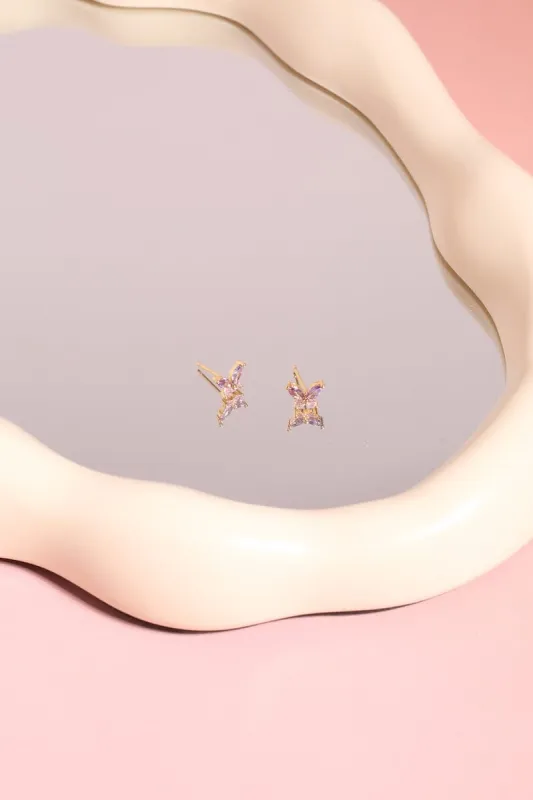 Butterfly Kisses Sterling Silver Stud Earrings sold by Mulberry and Grand