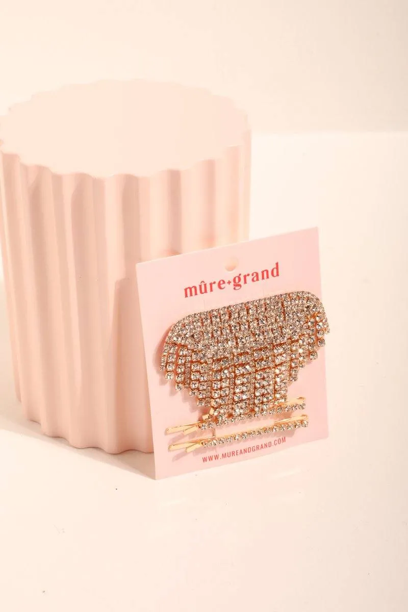 Cascade Drop Crystal Hair Clip Set sold by Mulberry and Grand product image thumbnail 2