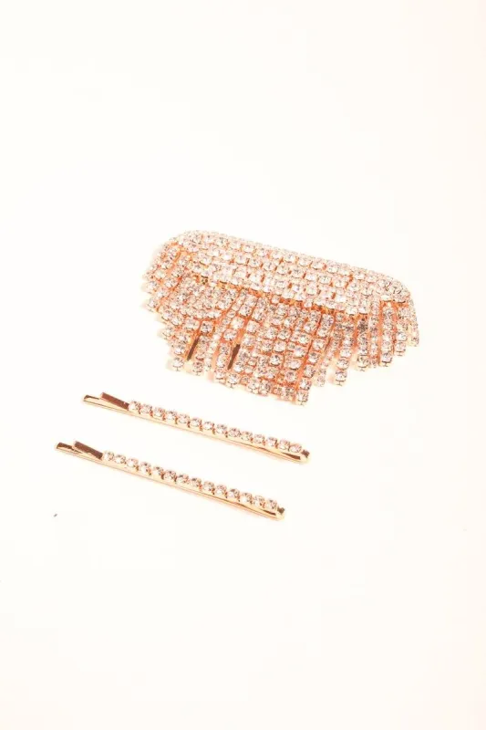 Cascade Drop Crystal Hair Clip Set sold by Mulberry and Grand