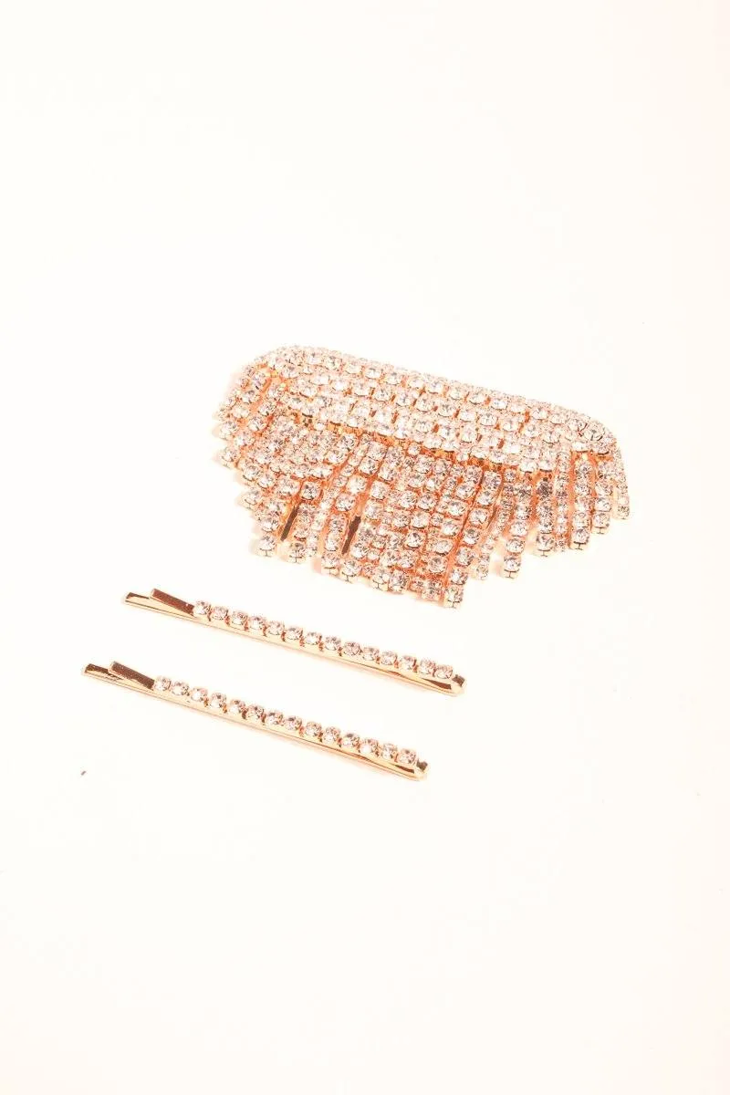 Cascade Drop Crystal Hair Clip Set sold by Mulberry and Grand