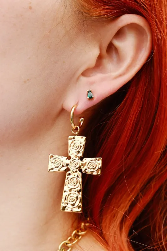 Aurelia Cross Statement Earrings sold by Mulberry and Grand