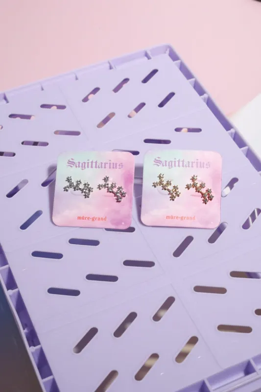 Sagittarius Crystal Zodiac Stud Earrings sold by Mulberry and Grand