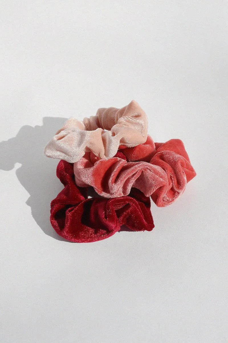 Rose Velvet Scrunchies Set sold by Mulberry and Grand