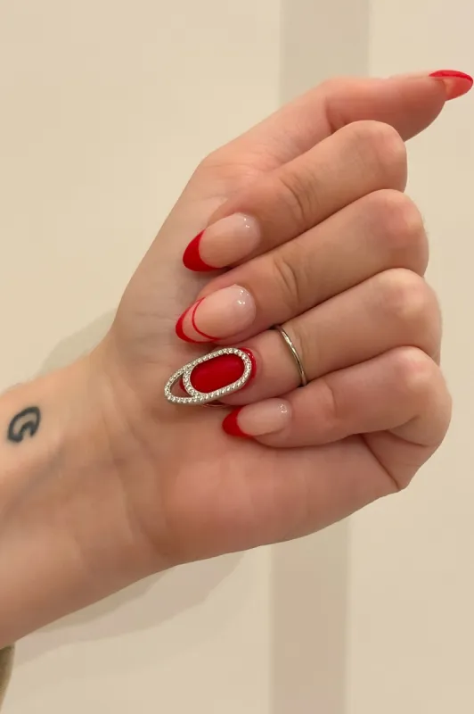 Crystal Embellished Nail Ring sold by Mulberry and Grand